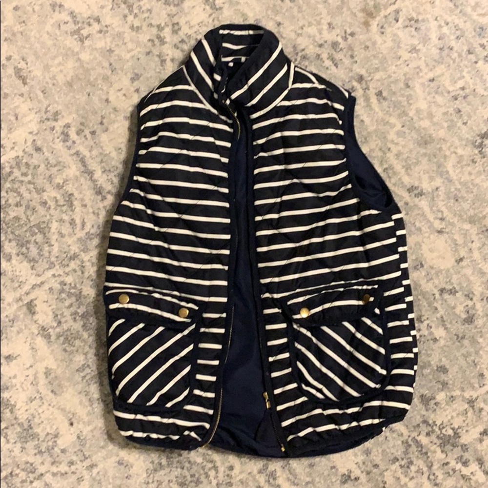 Navy and white striped vest